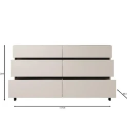 Meubella - Montellini - Ladekast met 6 lades - Beige - 157x40x90 cm