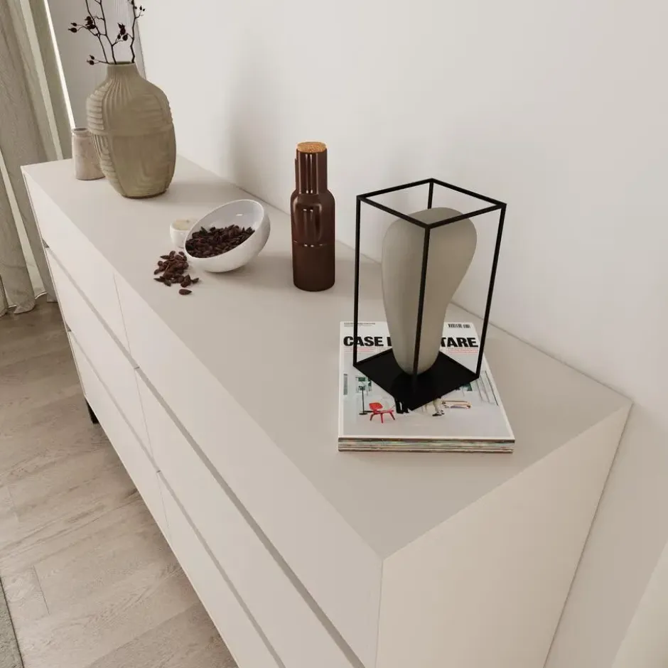 Meubella - Montellini - Ladekast met 6 lades - Beige - 157x40x90 cm