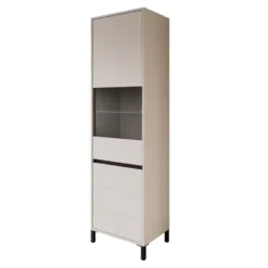 Meubella - Montellini - Vitrinekast - Beige - 55x40x193 cm