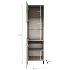 Meubella - Montellini - Vitrinekast - Beige - 55x40x193 cm