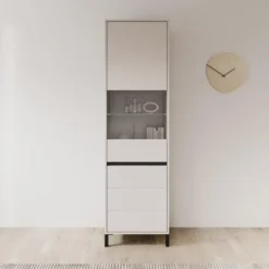 Meubella - Montellini - Vitrinekast - Beige - 55x40x193 cm