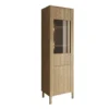 Meubella - Montera - Vitrinekast met LED - Eikenpatroon - 60x41x198 cm