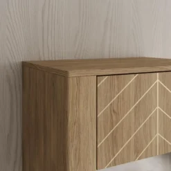 Meubella - Montera - Vitrinekast met LED - Eikenpatroon - 60x41x198 cm