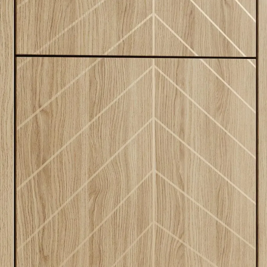 Meubella - Montera - Vitrinekast met LED - Eikenpatroon - 60x41x198 cm