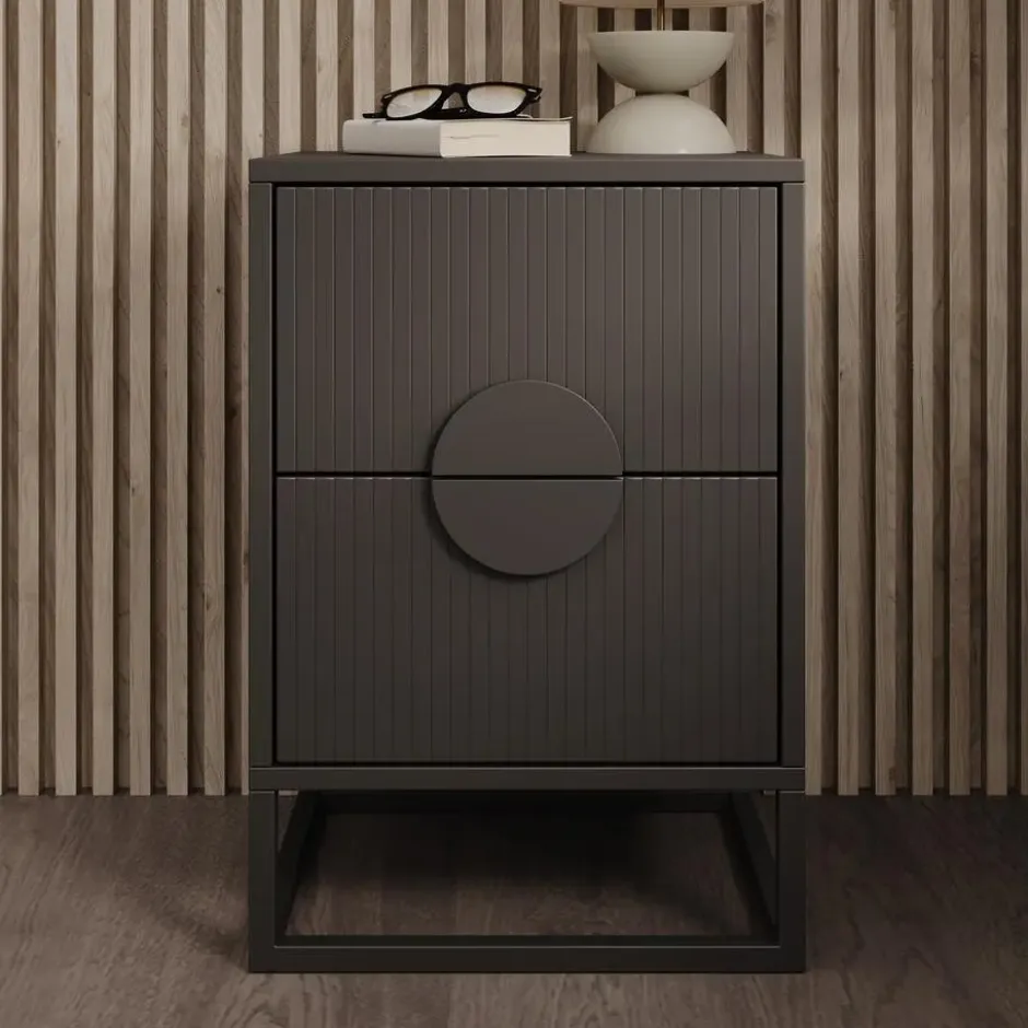 Meubella - Nachtkastje Allegany - Zwart - 38 cm