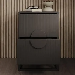 Meubella - Nachtkastje Allegany - Zwart - 38 cm