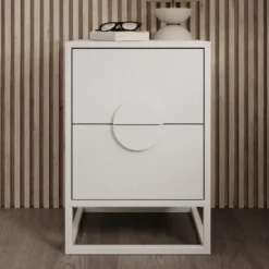 Meubella - Nachtkastje Allegany - Wit - 38 cm