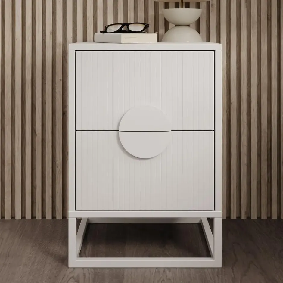 Meubella - Nachtkastje Allegany - Wit - 38 cm