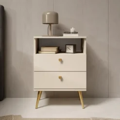 Meubella - Nachtkastje Hidde - Beige - 50 cm