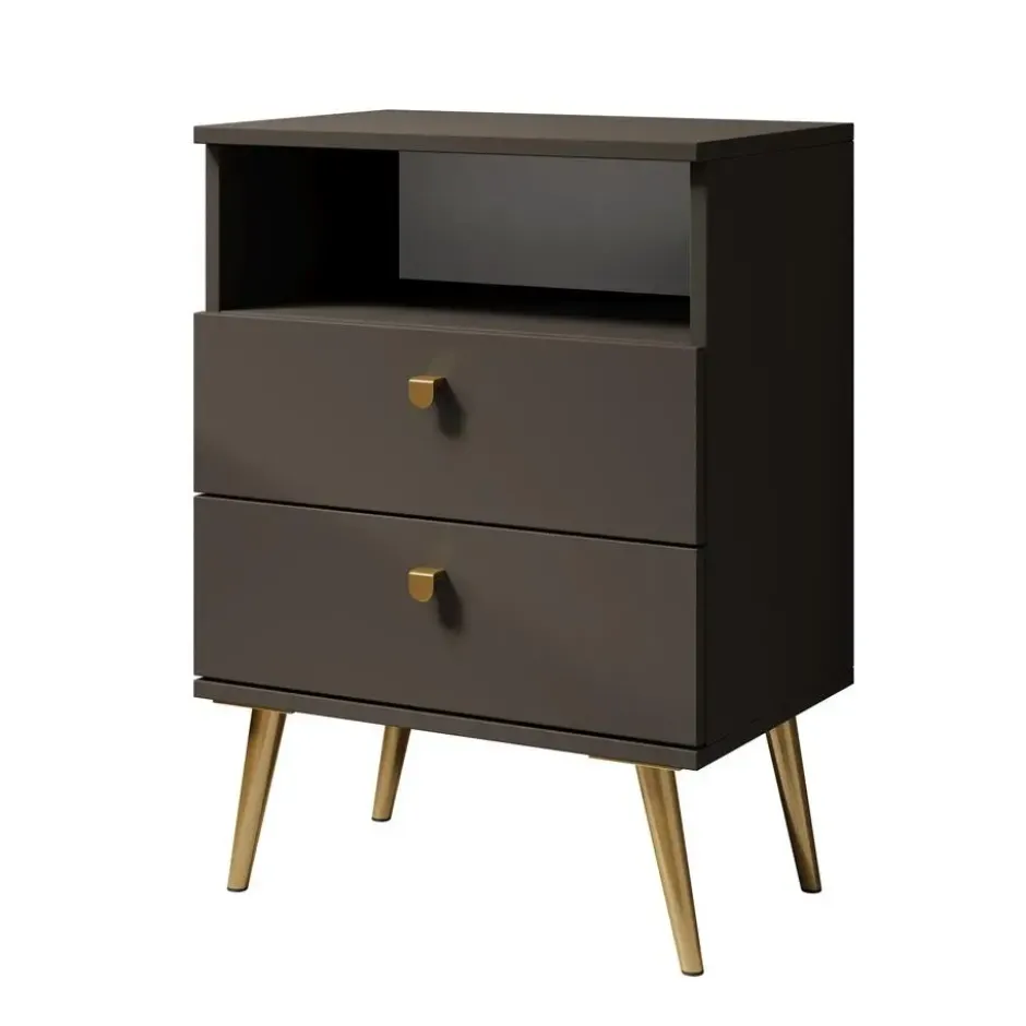 Meubella - Nachtkastje Hidde - Bruin - 50 cm