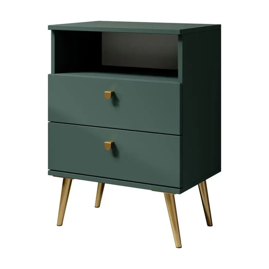 Meubella - Nachtkastje Hidde - Groen - 50 cm