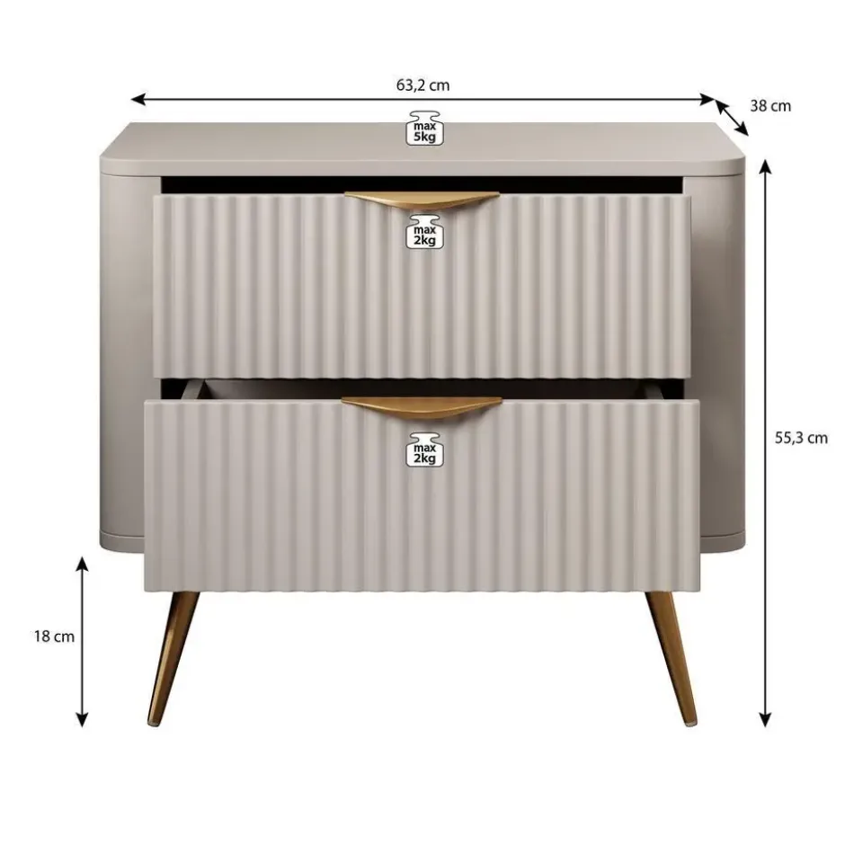 Meubella - Nachtkastje Lima - Zwart - 63 cm
