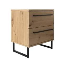 Meubella - Nachtkastje Saturn - Eiken - Zwart - 45 cm