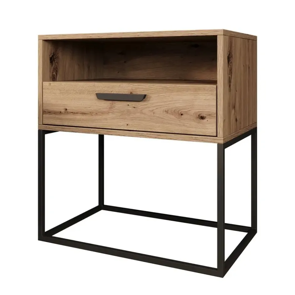Meubella - Nachtkastje Sylvester 4 - Eiken - 60 cm