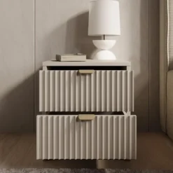 Meubella - Nachtkastje Tavares - Beige - 35 cm