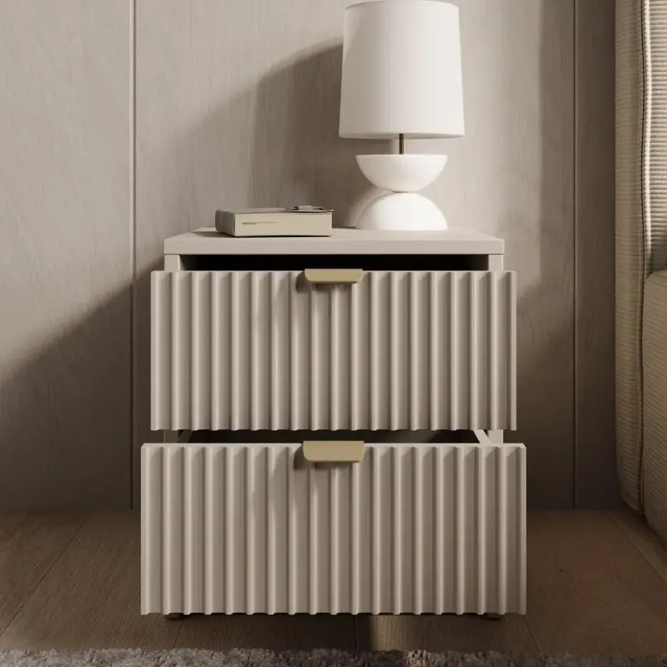 Meubella - Nachtkastje Tavares - Beige - 35 cm