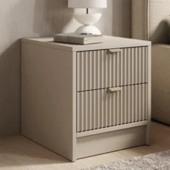 Meubella - Nachtkastje Tavares - Beige - 35 cm