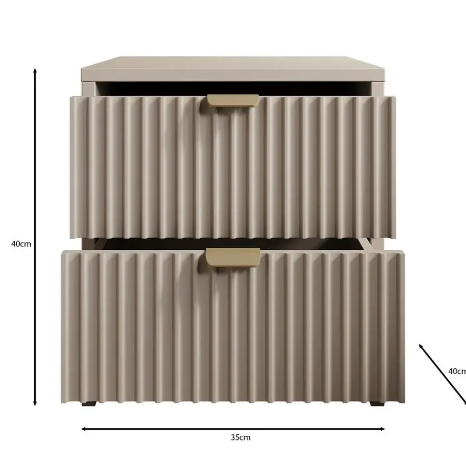 Meubella - Nachtkastje Tavares - Beige - 35 cm