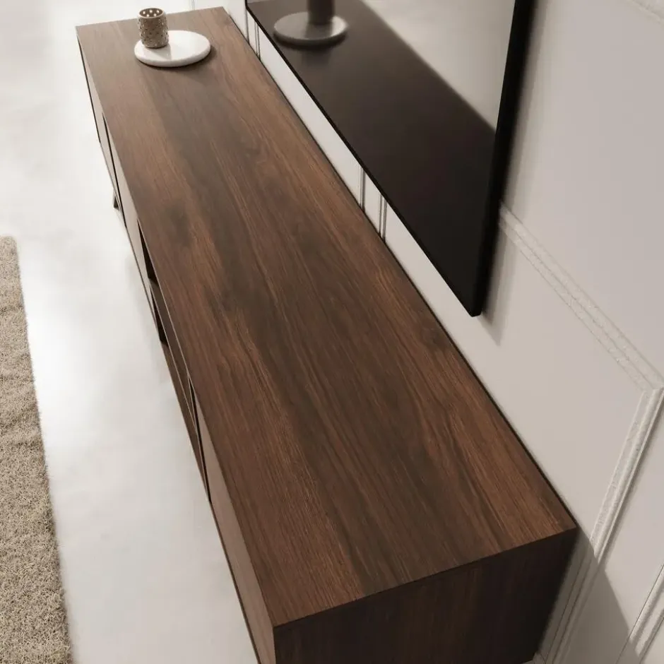 Meubella - Nido - TV-Meubel - Donker eikenpatroon - 180x40x55 cm