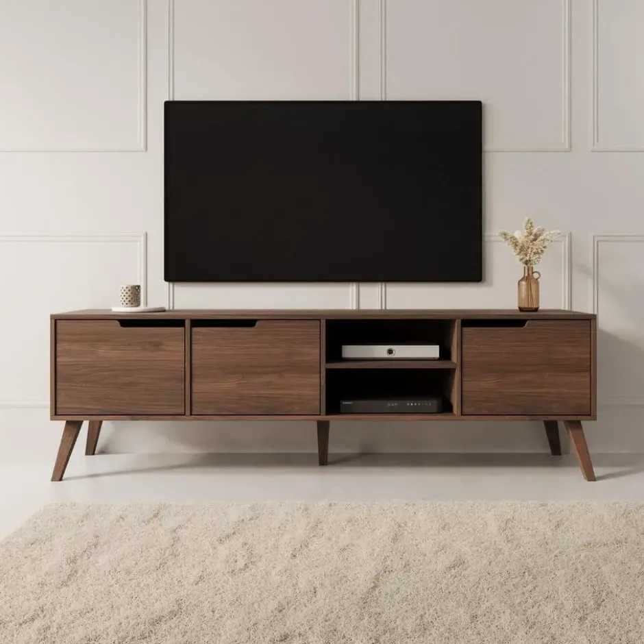 Meubella - Nido - TV-Meubel - Donker eikenpatroon - 180x40x55 cm