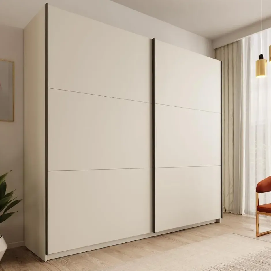 Meubella - Nuvola - Kledingkast schuifdeuren - Beige - 228x56x206 cm