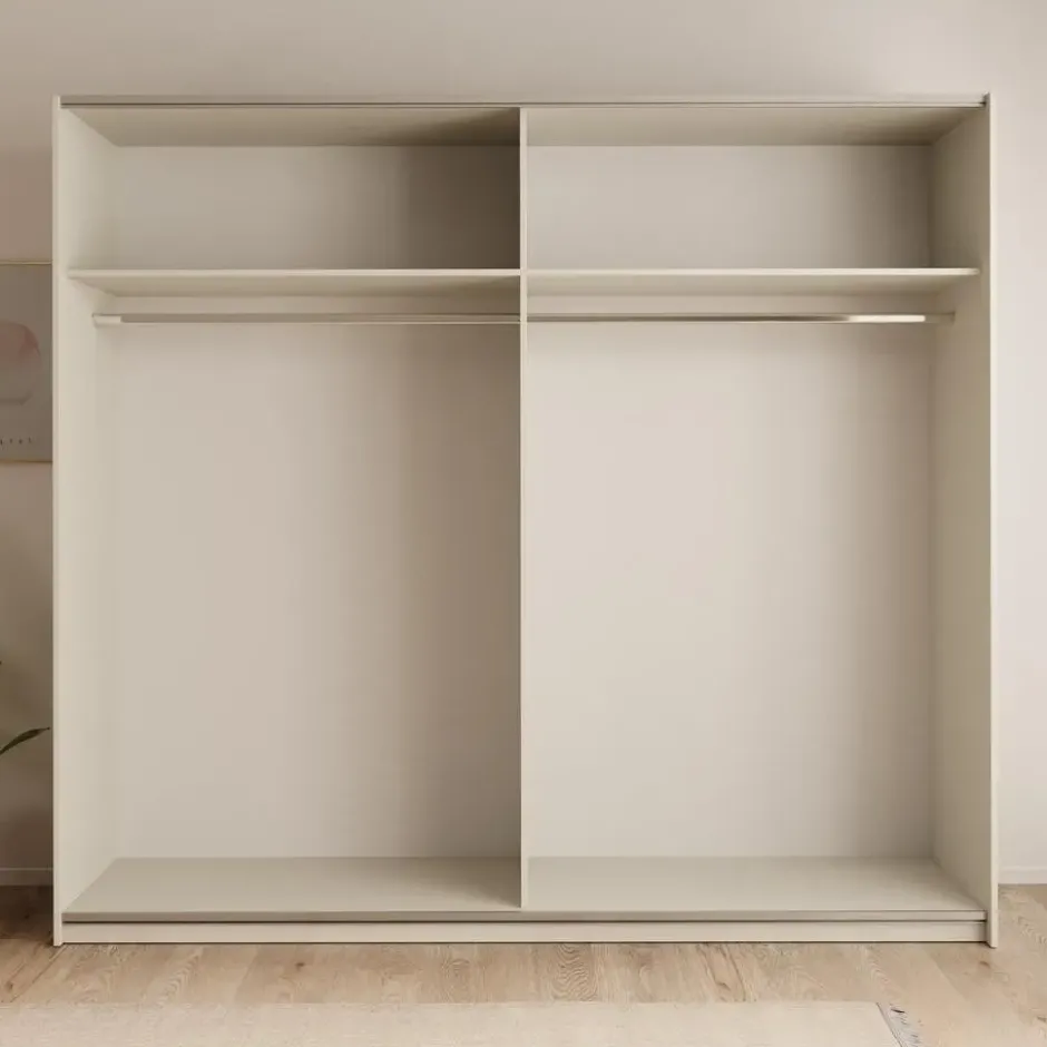 Meubella - Nuvola - Kledingkast schuifdeuren - Beige - 228x56x206 cm