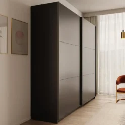 Meubella - Nuvola - Kledingkast schuifdeuren - Antraciet - 228x56x206cm