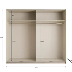 Meubella - Nuvola - Kledingkast schuifdeuren - Antraciet - 228x56x206cm