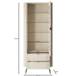 Meubella - Oahu - Vitrinekast - Beige - 78x40x192 cm