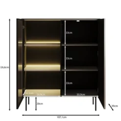 Meubella - Okari - Vitrinekast - Eikenpatroon - 107x39x127 cm