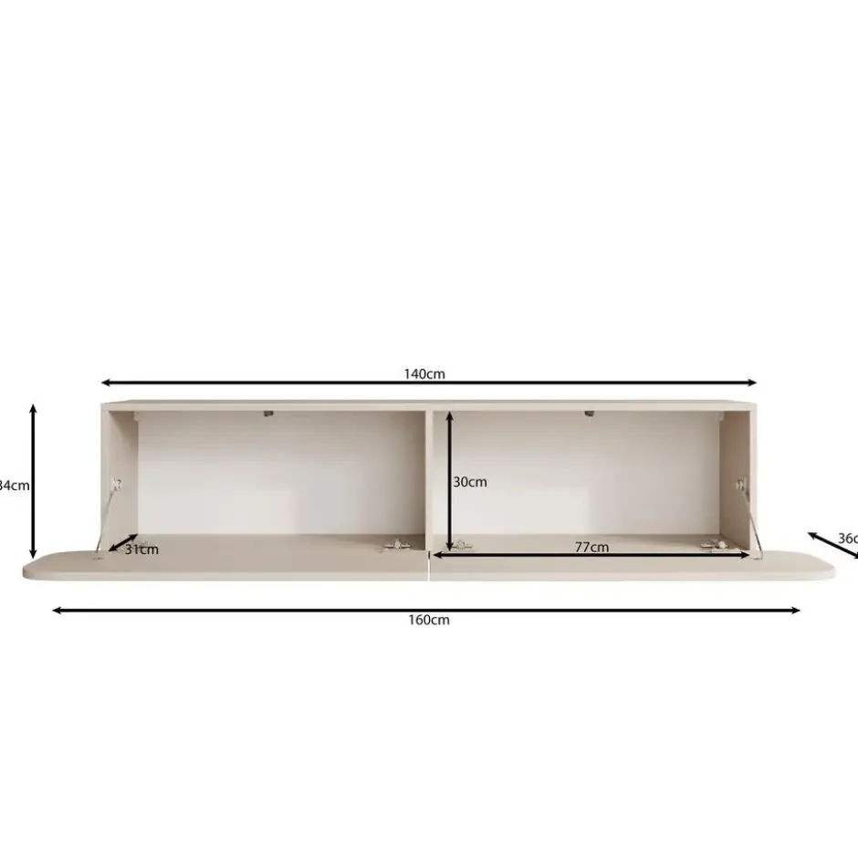 Meubella - Renalto - TV-Meubel - Beige - 140x36x34 cm