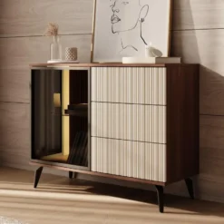 Meubella - Riverhead - Dressoir - Beige/Eiken - 103x39x80 cm