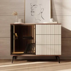 Meubella - Riverhead - Dressoir - Beige/Eiken - 103x39x80 cm