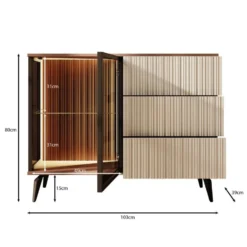 Meubella - Riverhead - Dressoir - Beige/Eiken - 103x39x80 cm