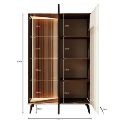 Meubella - Riverhead - Vitrinekast - Beige/Eiken - 103x39x162 cm