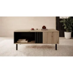 Meubella - Salontafel Marcos - Eiken - Antraciet - 100 cm