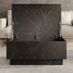 Meubella - Salontafel Micha - Zwart marmerlook - 90 cm