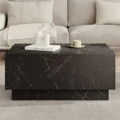 Meubella - Salontafel Micha - Zwart marmerlook - 90 cm