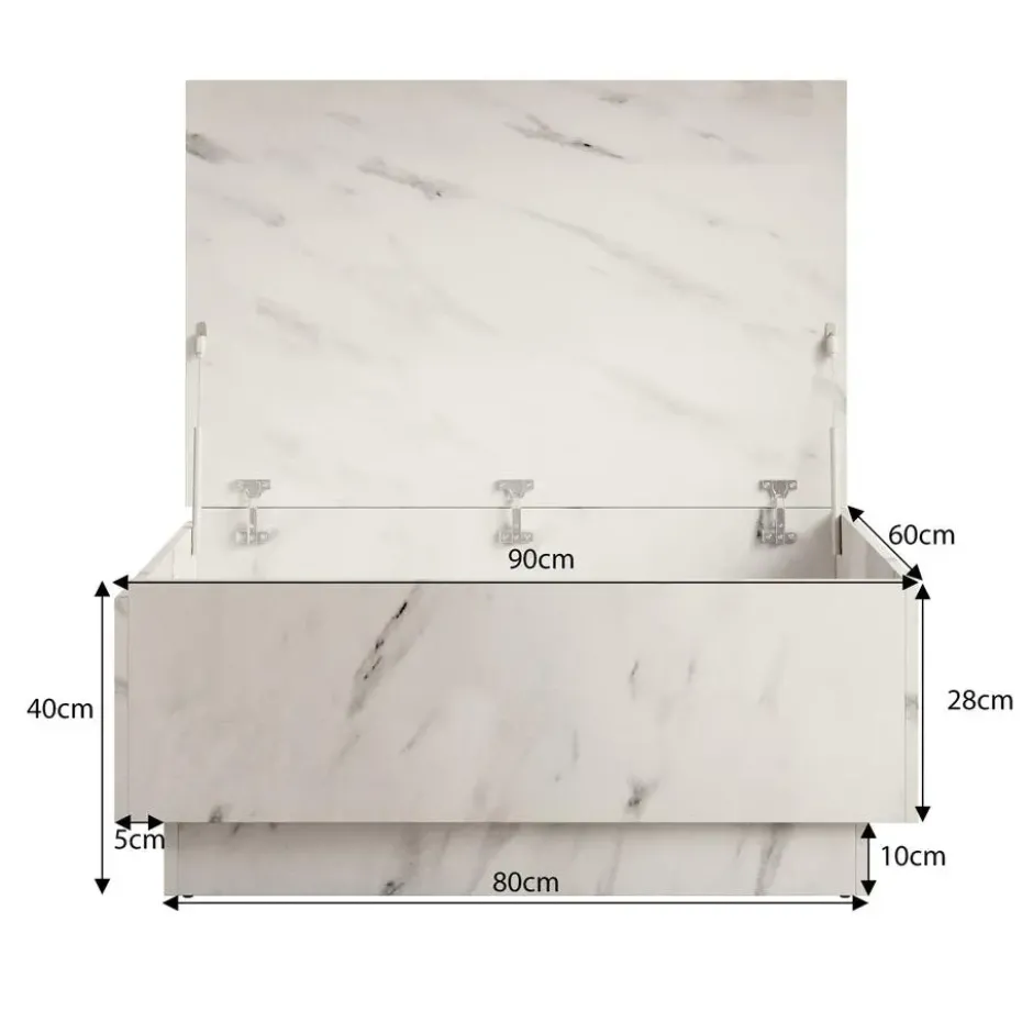 Meubella - Salontafel Micha - Zwart marmerlook - 90 cm