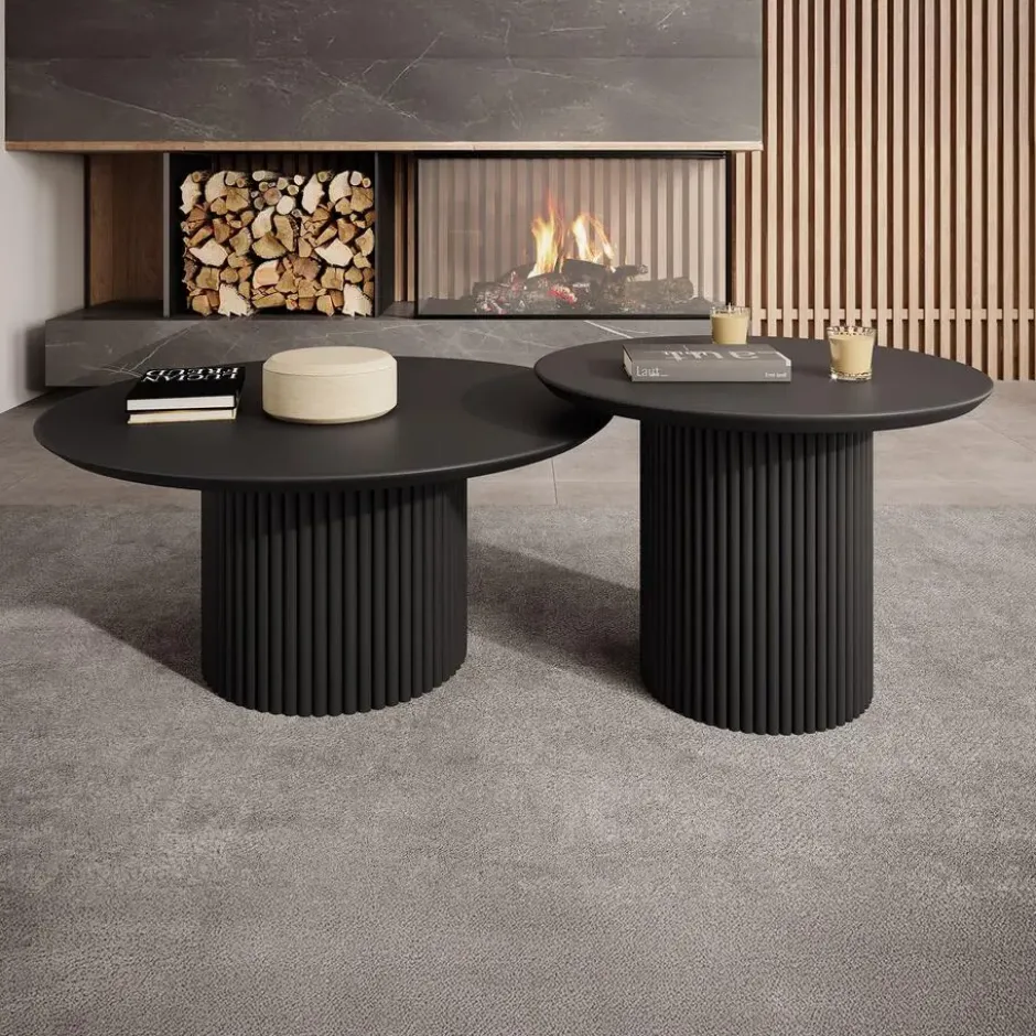 Meubella - Salontafel Mixx - Mat zwart - Set van 2