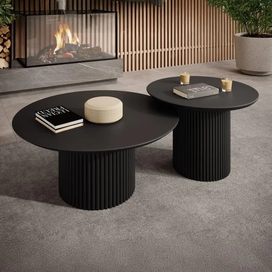 Meubella - Salontafel Mixx - Mat zwart - Set van 2