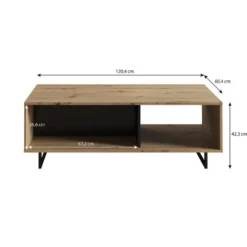 Meubella - Salontafel Saturn - Eiken - Zwart - 121 cm