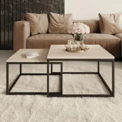 Meubella - Salontafel Styler - Beige - set van 2