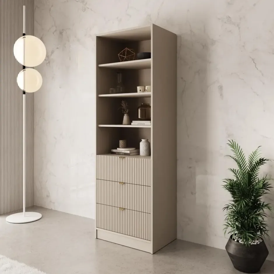 Meubella - Tavares - Boekenkast - Beige - 60x40x180 cm