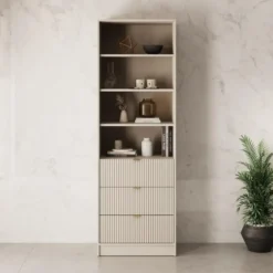 Meubella - Tavares - Boekenkast - Beige - 60x40x180 cm