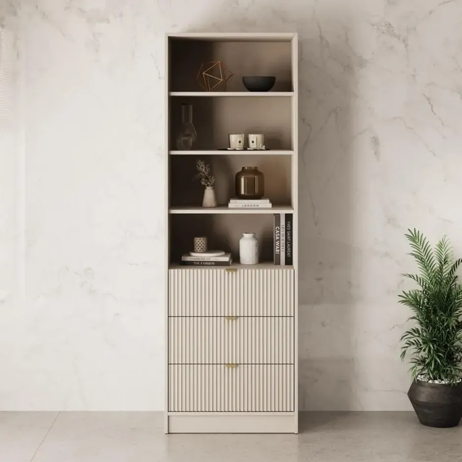 Meubella - Tavares - Boekenkast - Beige - 60x40x180 cm
