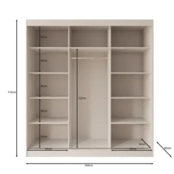 Meubella - Tavares - Kledingkast 3 schuifdeuren - Wit - 200x60x216 cm
