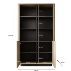 Meubella - Taywan - Boekenkast - Eiken - 113x38x190 cm