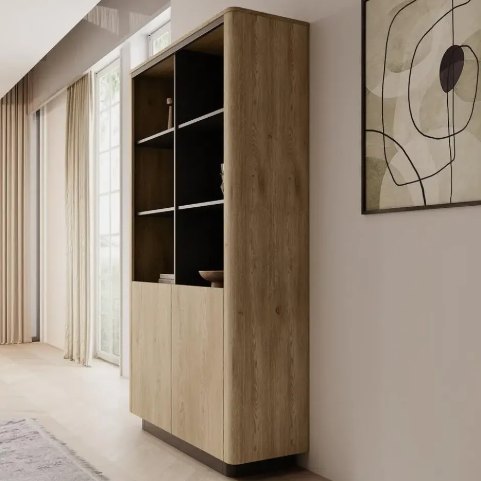Meubella - Taywan - Boekenkast - Eiken - 113x38x190 cm