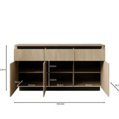 Meubella - Taywan - Dressoir - Eiken - 163x38x83 cm